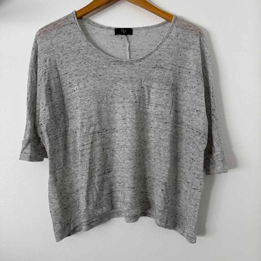 AQUA‎ Batwing Top Women's Medium Gray Relaxed Boxy 3/4 Sleeve Pocket